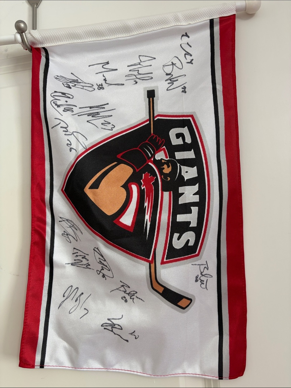 Vancouver Giants Hockey Autographed Banner in White and Red